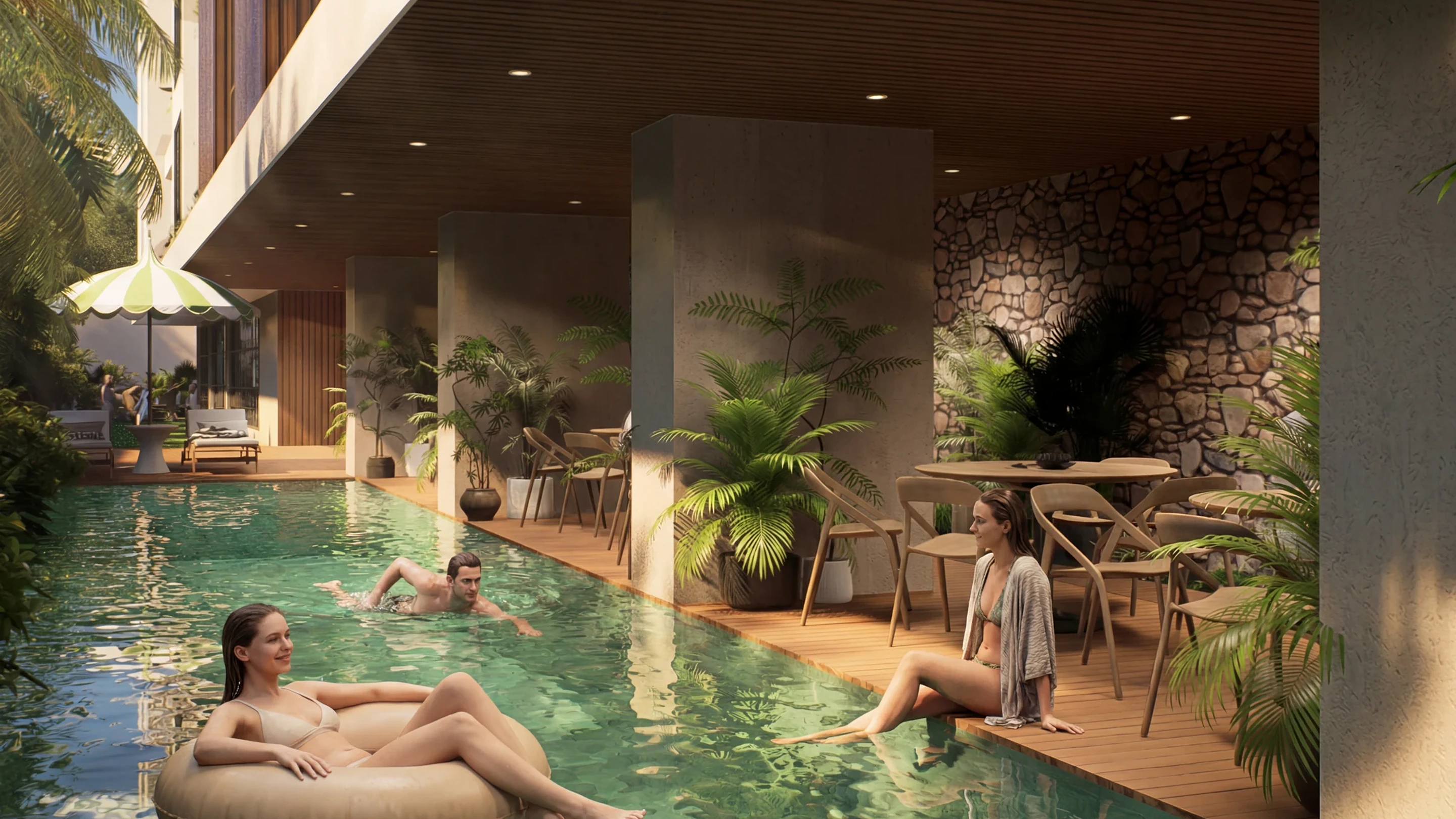 A private garden and plunge pool at a BuildHigh home in North Goa